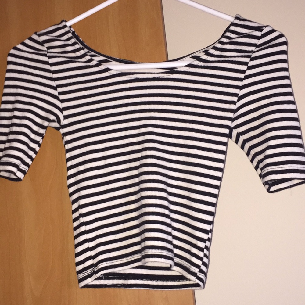 Striped off the shoulder crop top
